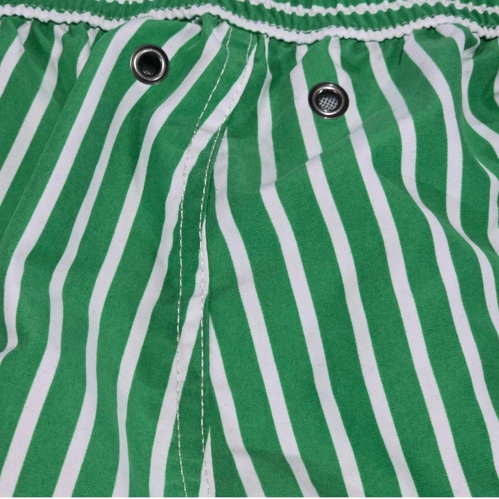 VTG Polo Ralph Lauren Mens‎ Traveler Striped Swim Trunks Green & White XL